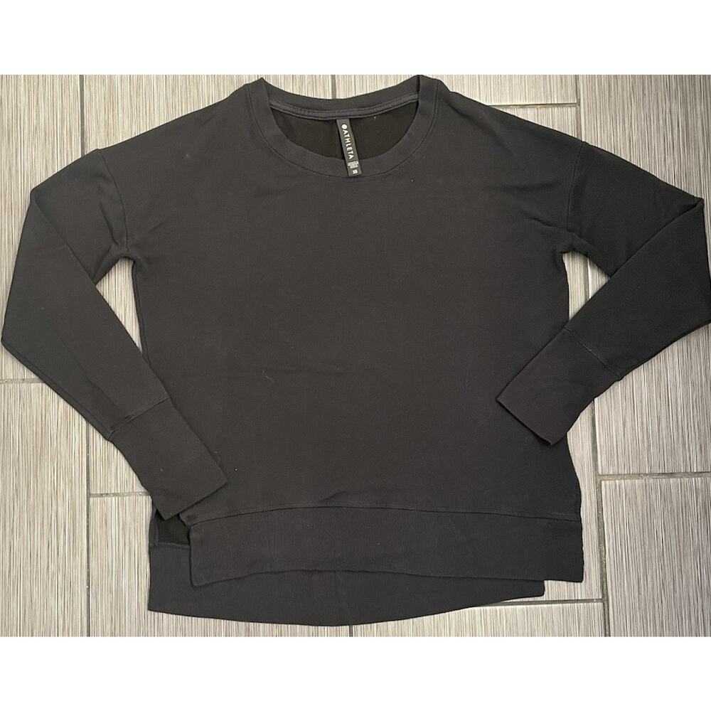 Athleta Black Crew Neck Sweatshirt Size XS Lightweight Oversized